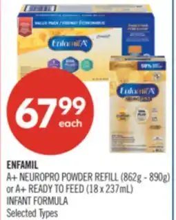Shoppers Drug Mart ENFAMIL A+ NEUROPRO POWDER REFILL (862g - 890g) or A+ READY TO FEED (18 x 237mL) INFANT FORMULA offer
