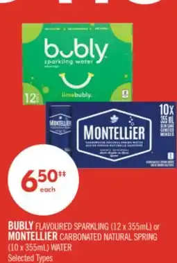 Shoppers Drug Mart BUBLY FLAVOURED SPARKLING (12 x 355mL) or MONTELLIER CARBONATED NATURAL SPRING (10 x 355mL) WATER offer