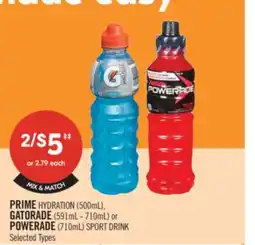 Shoppers Drug Mart PRIME HYDRATION (500mL), GATORADE (591mL - 710mL) or POWERADE (710mL) SPORT DRINK offer