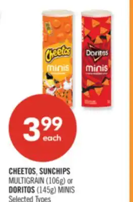 Shoppers Drug Mart CHEETOS, SUNCHIPS MULTIGRAIN (106g) or DORITOS (145g) MINIS offer