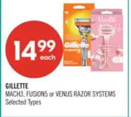 Shoppers Drug Mart GILLETTE MACH3, FUSION5 or VENUS RAZOR SYSTEMS offer