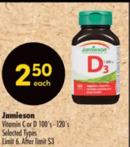 Shoppers Drug Mart Jamieson Vitamin C or D offer