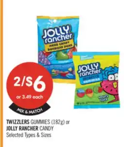 Shoppers Drug Mart TWIZZLERS GUMMIES (182g) or JOLLY RANCHER CANDY offer