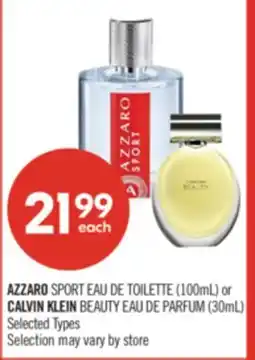 Shoppers Drug Mart AZZARO SPORT EAU DE TOILETTE (100mL) or CALVIN KLEIN BEAUTY EAU DE PARFUM (30mL) offer