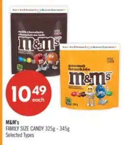 Shoppers Drug Mart M&M's FAMILY SIZE CANDY 325g-345g offer