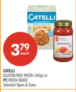 Shoppers Drug Mart CATELLI GLUTEN FREE PASTA (340g) OR PC PASTA SAUCE offer