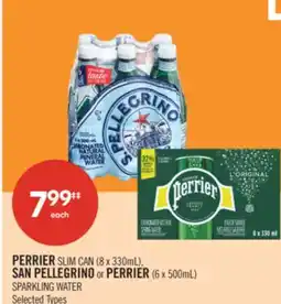 Shoppers Drug Mart PERRIER SLIM CAN (8 x 330mL), SAN PELLEGRINO or PERRIER (6 x 500mL) SPARKLING WATER offer