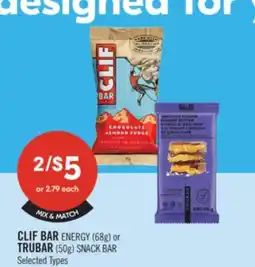 Shoppers Drug Mart CLIF BAR ENERGY (68g) OR TRUBAR (50g) SNACK BAR offer