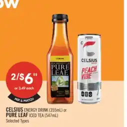 Shoppers Drug Mart CELSIUS ENERGY DRINK (355ml) or PURE LEAF ICED TEA (547mL) offer