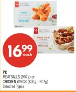 Shoppers Drug Mart PC MEATBALLS (907g) or CHICKEN WINGS (800g - 907g) offer