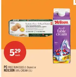 Shoppers Drug Mart PC FREE RUN EGGS (1 Dozen) or NEILSON 18% CREAM (1L) offer