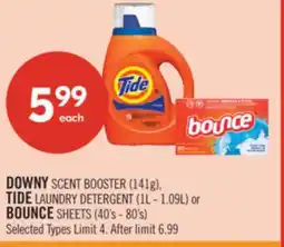 Shoppers Drug Mart DOWNY SCENT BOOSTER (141g), TIDE LAUNDRY DETERGENT (1L - 1.09L) or BOUNCE SHEETS (40's - 80's) offer