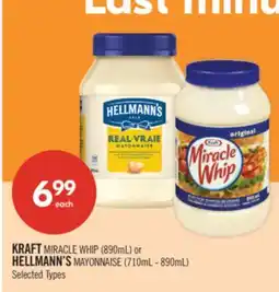 Shoppers Drug Mart KRAFT MIRACLE WHIP (890mL) or HELLMANN'S MAYONNAISE (710mL - 890mL) offer