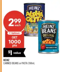 Shoppers Drug Mart HEINZ CANNED BEANS or PASTA 398mL offer