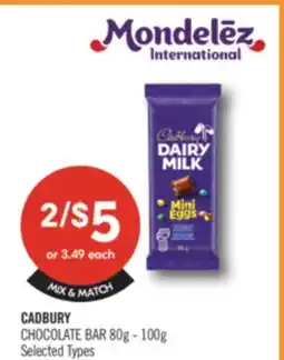 Shoppers Drug Mart CADBURY CHOCOLATE BAR offer