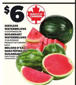 Independent City Market SEEDLESS WATERMELONS 11 LB AVERAGE OR SUGARBABY WATERMELONS 13 LB AVERAGE offer