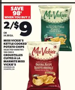 Independent City Market MISS VICKIE'S KETTLE COOKED POTATO CHIPS, 190/200 G offer
