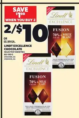 Independent City Market LINDT EXCELLENCE CHOCOLATE, 80-100G offer