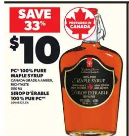 Independent City Market PC 100% PURE MAPLE SYRUP, 500 ML offer