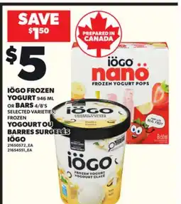 Independent City Market IÖGO FROZEN YOGURT, 946 ML OR BARS, 4/8'S offer