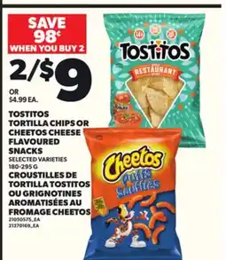 Independent City Market TOSTITOS TORTILLA CHIPS OR CHEETOS CHEESE FLAVOURED SNACKS, 180-295 G offer