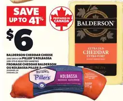 Independent City Market BALDERSON CHEDDAR CHEESE 250/280 G OR PILLER'S KOLBASSA 250-375 G offer