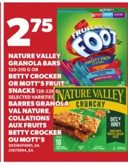 Independent City Market NATURE VALLEY GRANOLA BARS 120-210 G OR BETTY CROCKER OR MOTT'S FRUIT SNACKS 128-226 G offer