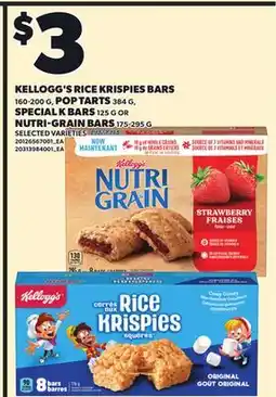 Independent City Market KELLOGG'S RICE KRISPIES BARS, 384 G, POP TARTS SPECIAL K BARS, 125 G OR NUTRI-GRAIN BARS, 175-295 G offer