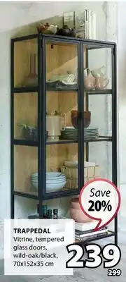 JYSK TRAPPEDAL Vitrine, tempered glass doors offer