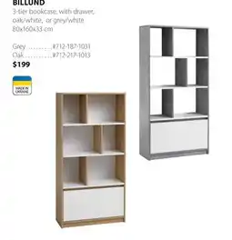 JYSK BILLUND 3-tier bookcase, with drawer offer