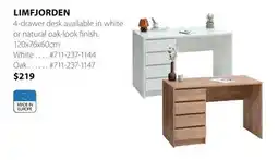 JYSK LIMFJORDEN 4-drawer desk offer