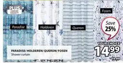 JYSK PARADISE/HOLDEREN/QUERON/FOSEN Shower curtain offer
