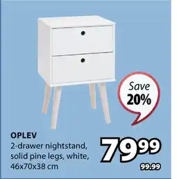 JYSK OPLEV 2-drawer nightstand offer