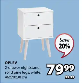 JYSK OPLEV 2-drawer nightstand offer