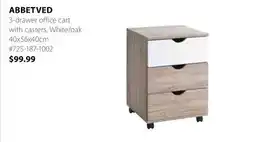 JYSK ABBETVED 3-drawer office cart with casters offer