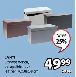 JYSK LAHTI Storage bench, collapsible, faux leather offer