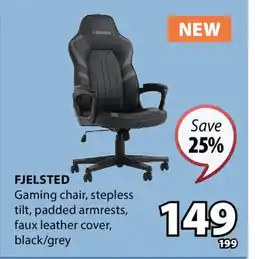 JYSK FJELSTED Gaming chair, stepless tilt, padded offer