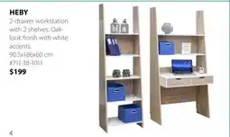 JYSK HEBY 2-drawer workstation with 2 shelves offer