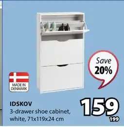 JYSK IDSKOV 3-drawer shoe cabinet offer