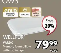 JYSK VARDO Memory foam pillow with cooling gel offer