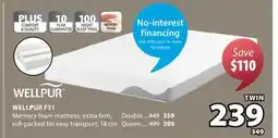 JYSK WELLPUR F31 Mattress Twin offer