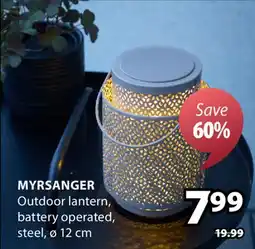 JYSK MYRSANGER Outdoor lantern, battery operated, steel offer