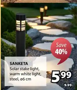 JYSK SANKETA Solar stake light, warm white light offer