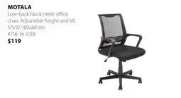 JYSK MOTALA Low-back black mesh office chair offer