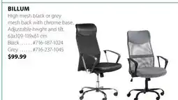 JYSK BILLUM High mesh black or grey mesh back with chrome base offer