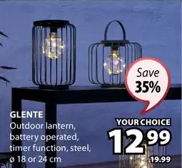 JYSK GLENTE Outdoor lantern offer