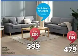 JYSK GEDVED Sofa, light grey fabric upholstery offer