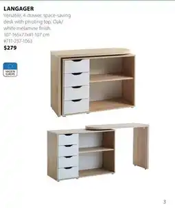 JYSK LANGAGER 4 drawer, saving desk offer