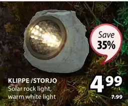 JYSK KLIPPE / STORJO Solar rock light, warm white light offer