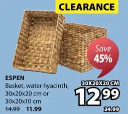 JYSK ESPEN Basket, water hyacinth 30X20X20 CM offer